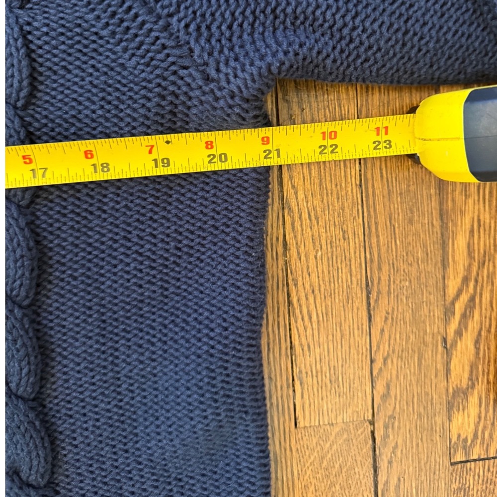 LL Bean Womens XL Petite Navy Blue Cable Knit 100% Cotton Button Front Cardigan - Picture 5 of 6